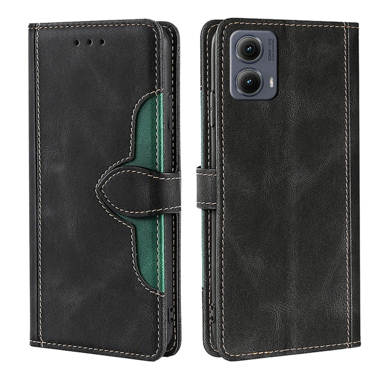 For Motorola Edge 5G 2024 Skin Feel Magnetic Buckle Leather Phone Case(Black) - Motorola Cases by buy2fix | Online Shopping UK | buy2fix