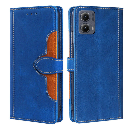 For Motorola Edge 5G 2024 Skin Feel Magnetic Buckle Leather Phone Case(Blue) - Motorola Cases by buy2fix | Online Shopping UK | buy2fix