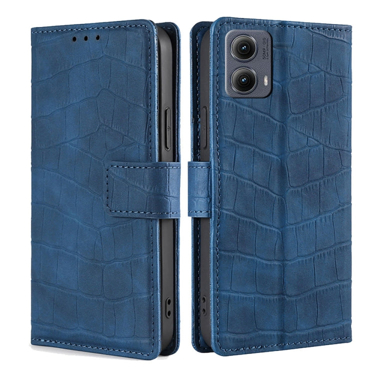 For Motorola Edge 5G 2024 Skin Feel Crocodile Magnetic Clasp Leather Phone Case(Blue) - Motorola Cases by buy2fix | Online Shopping UK | buy2fix