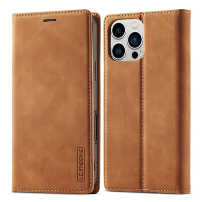 For iPhone 16 Pro LC.IMEEKE Strong Magnetism Microfiber Leather Phone Case(Brown) - iPhone 16 Pro Cases by LC.IMEEKE | Online Shopping UK | buy2fix