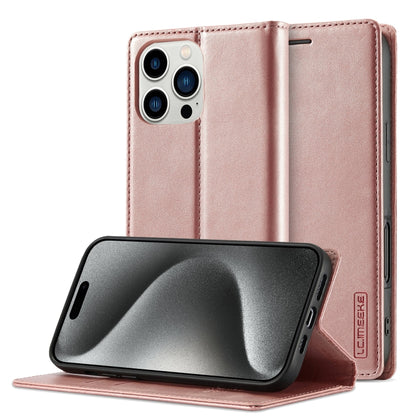 For iPhone 16 Pro Max LC.IMEEKE Strong Magnetism Microfiber Leather Phone Case(Rose Gold) - iPhone 16 Pro Max Cases by LC.IMEEKE | Online Shopping UK | buy2fix