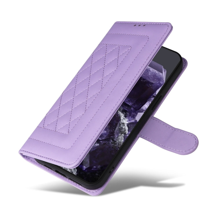 For Google Pixel 9 Diamond Lattice Leather Flip Phone Case(Light Purple) - Google Cases by buy2fix | Online Shopping UK | buy2fix