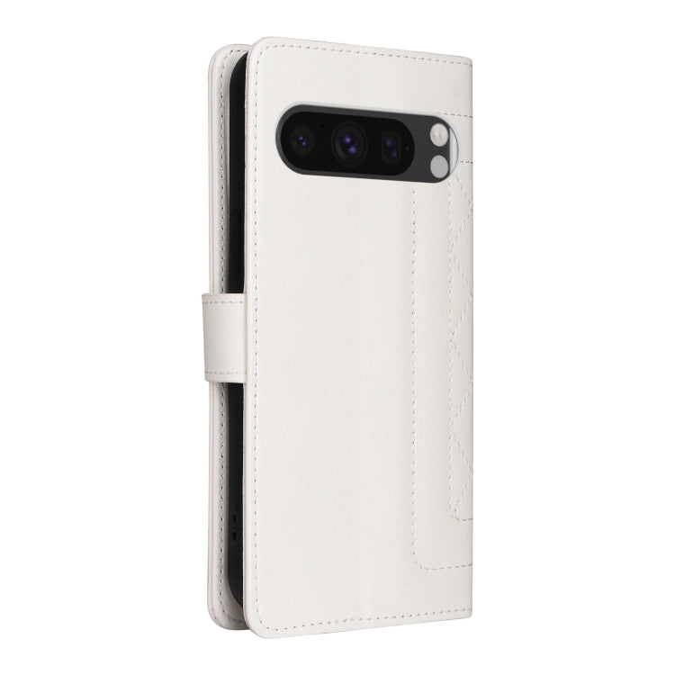 For Google Pixel 9 Pro Diamond Lattice Leather Flip Phone Case(White) - Google Cases by buy2fix | Online Shopping UK | buy2fix