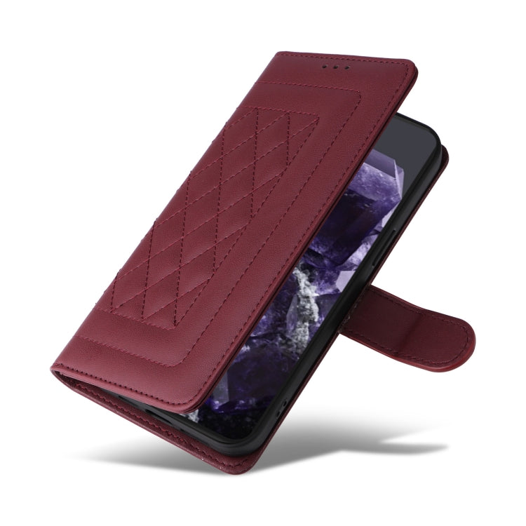 For Google Pixel 9 Pro Diamond Lattice Leather Flip Phone Case(Wine Red) - Google Cases by buy2fix | Online Shopping UK | buy2fix