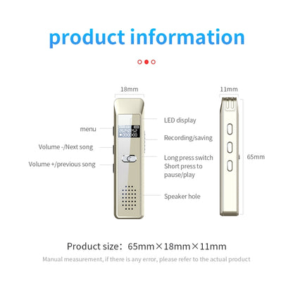 JNN Q7 Mini Portable Voice Recorder with OLED Screen, Memory:8GB(Gold) - Recording Pen by JNN | Online Shopping UK | buy2fix