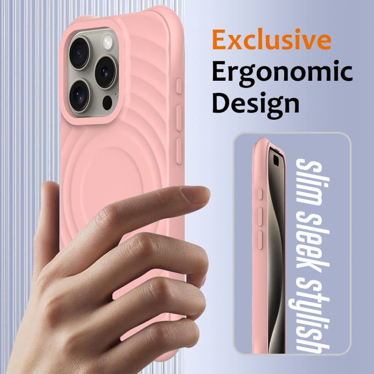 For iPhone 16 Pro Max Wave Texture MagSafe Magnetic Liquid Silicone Phone Case(Pink) - iPhone 16 Pro Max Cases by buy2fix | Online Shopping UK | buy2fix