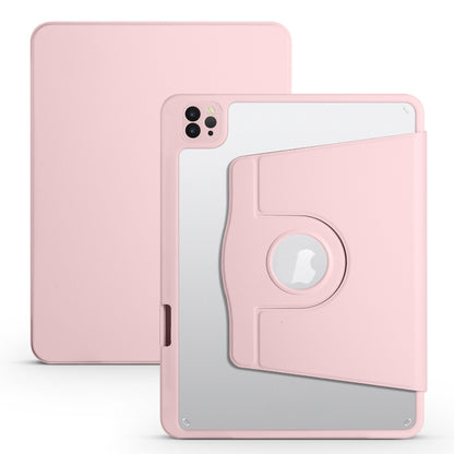 For iPad Air 11 2024 Acrylic 360 Degree Rotation Holder Leather Tablet Case(Sand Pink) - iPad Air 11 2024 Cases by buy2fix | Online Shopping UK | buy2fix