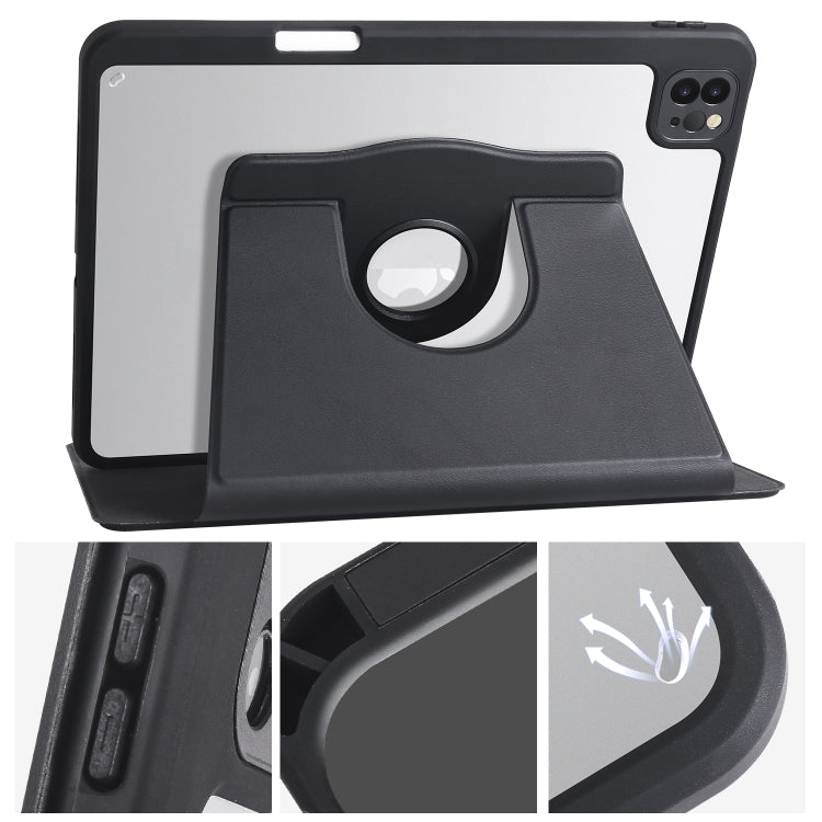 For iPad Air 13 2024 Acrylic 360 Degree Rotation Holder Leather Tablet Case(Black) - iPad Air 13 2024 Cases by buy2fix | Online Shopping UK | buy2fix