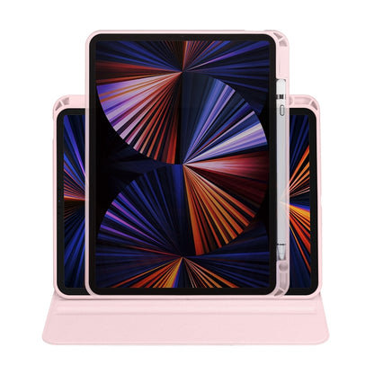 For iPad Pro 13 2024 Acrylic 360 Degree Rotation Holder Leather Tablet Case(Sand Pink) - iPad Pro 13 2024 Cases by buy2fix | Online Shopping UK | buy2fix