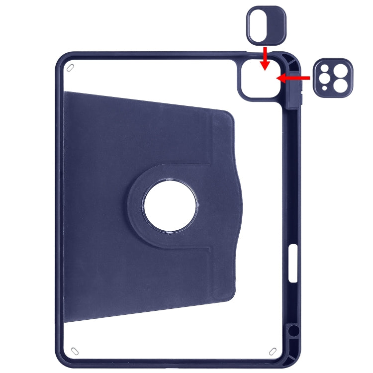 For iPad Pro 13 2024 Acrylic 360 Degree Rotation Holder Leather Tablet Case(Dark Blue) - iPad Pro 13 2024 Cases by buy2fix | Online Shopping UK | buy2fix