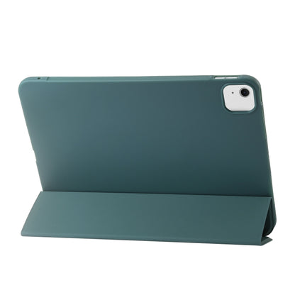 For iPad Air 11 2024 Three-fold Holder Flip Tablet Leather Case(Dark Green) - iPad Air 11 2024 Cases by buy2fix | Online Shopping UK | buy2fix