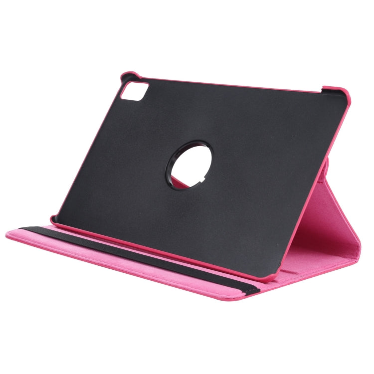 For iPad Pro 11 2024 360 Degree Rotation Litchi Texture Leather Tablet Case with Holder(Rose Red) - iPad Pro 11 2024 Cases by buy2fix | Online Shopping UK | buy2fix