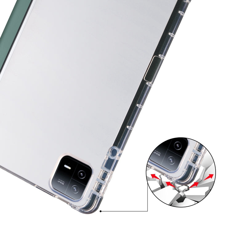 For iPad Air 13 2024 3-fold Clear TPU Smart Leather Tablet Case with Pen Slot(Dark Green) - iPad Air 13 2024 Cases by buy2fix | Online Shopping UK | buy2fix