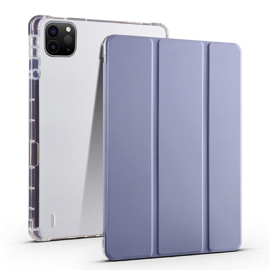 For iPad Air 13 2024 3-fold Clear TPU Smart Leather Tablet Case with Pen Slot(Lavender Purple) - iPad Air 13 2024 Cases by buy2fix | Online Shopping UK | buy2fix