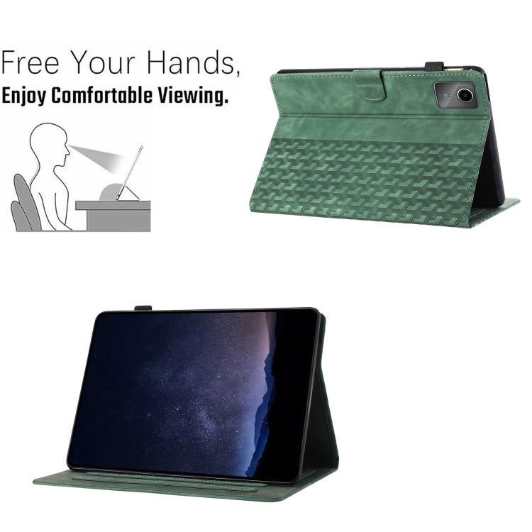 For Lenovo Tab M11/Xiaoxin Pad 11 2024 Building Blocks Embossed Leather Smart Tablet Case(Green) - Lenovo by buy2fix | Online Shopping UK | buy2fix