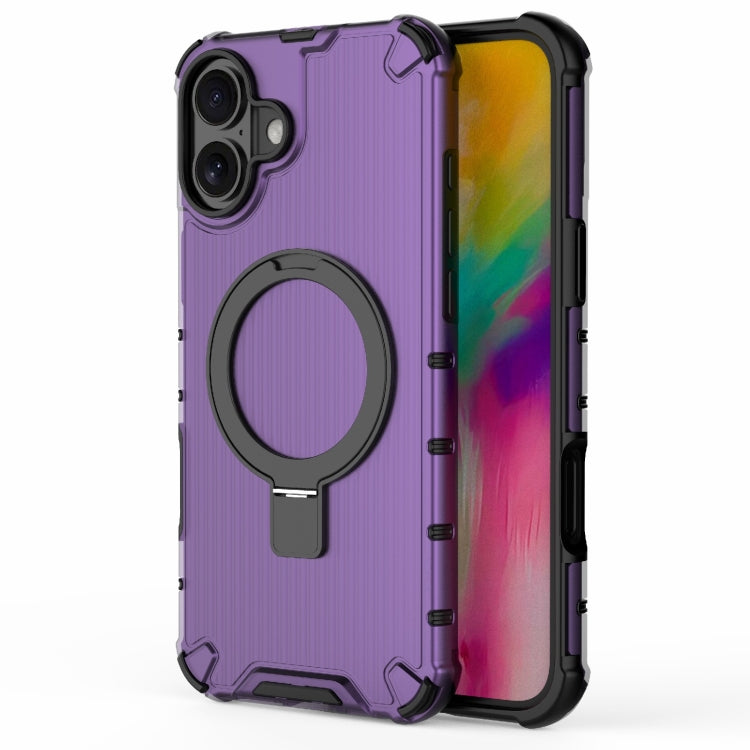 For iPhone 16 Plus Grating Holder Shockproof Phone Case(Purple) - iPhone 16 Plus Cases by buy2fix | Online Shopping UK | buy2fix