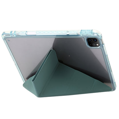 For iPad Pro 11 2024 Clear Acrylic Deformation Leather Tablet Case(Dark Green) - iPad Pro 11 2024 Cases by buy2fix | Online Shopping UK | buy2fix