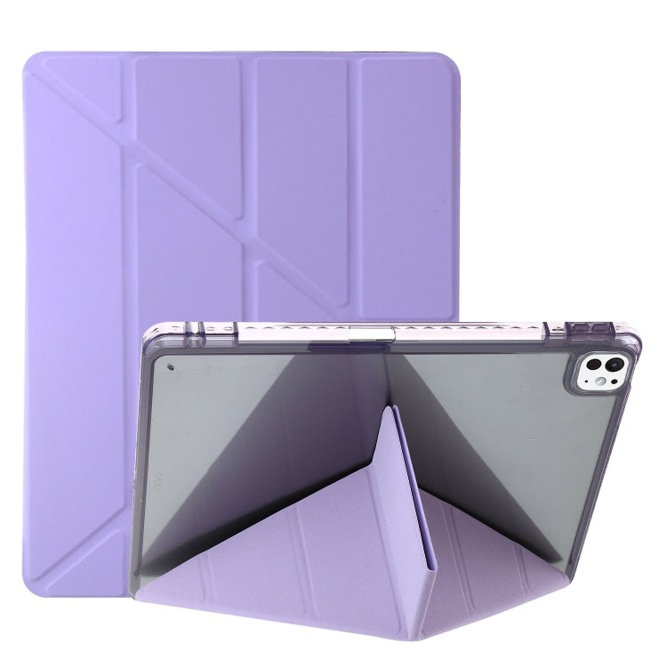 For iPad Pro 13 2024 Clear Acrylic Deformation Leather Tablet Case(Purple) - iPad Pro 13 2024 Cases by buy2fix | Online Shopping UK | buy2fix