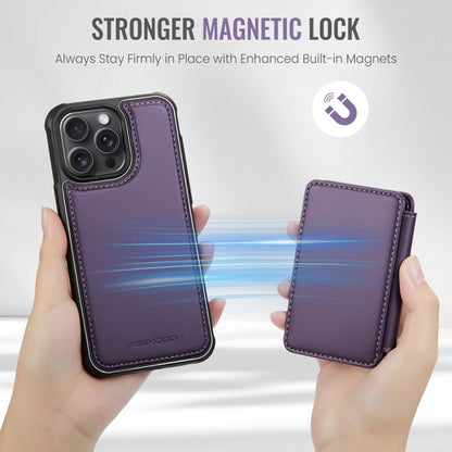 For iPhone 15 Pro Max JEEHOOD J05 Business Magnetic Style RFID Leather Phone Case(Purple) - iPhone 15 Pro Max Cases by JEEHOOD | Online Shopping UK | buy2fix