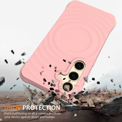 For Samsung Galaxy S25+ 5G Wave Texture MagSafe Magnetic Liquid Silicone Phone Case(Pink) - Galaxy S25+ 5G Cases by buy2fix | Online Shopping UK | buy2fix