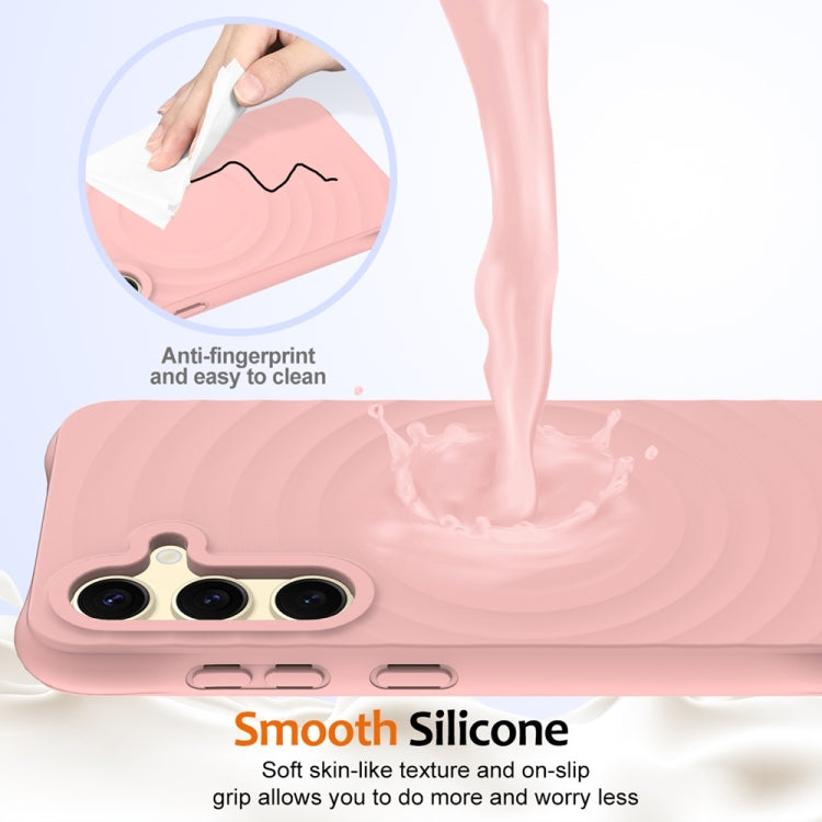 For Samsung Galaxy S25 5G Wave Texture MagSafe Magnetic Liquid Silicone Phone Case(Pink) - Galaxy S25 5G Cases by buy2fix | Online Shopping UK | buy2fix