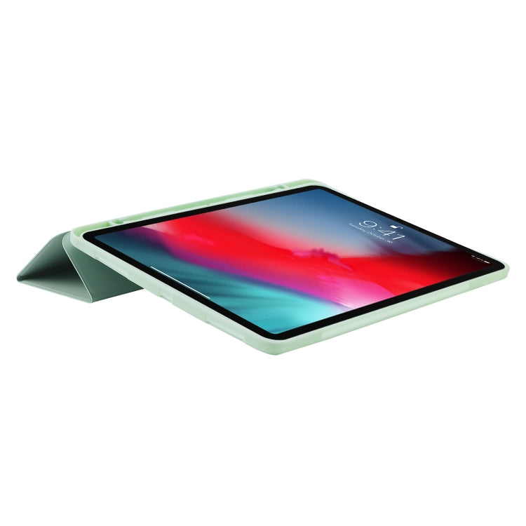 For iPad Pro 13 2024 Skin Feel Tri-fold Leather Tablet Case with Pen Slot(Matcha Green) - iPad Pro 13 2024 Cases by buy2fix | Online Shopping UK | buy2fix