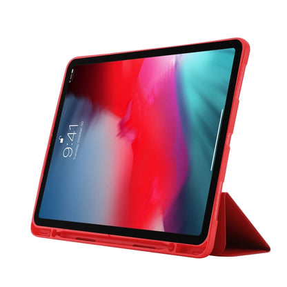 For iPad Air 13 2024 Skin Feel Tri-fold Leather Tablet Case with Pen Slot(Red) - iPad Air 13 2024 Cases by buy2fix | Online Shopping UK | buy2fix