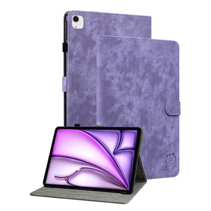 For iPad Air 11 2024 Embossed Tiger Pattern Leather Tablet Case(Purple) - iPad Air 11 2024 Cases by buy2fix | Online Shopping UK | buy2fix