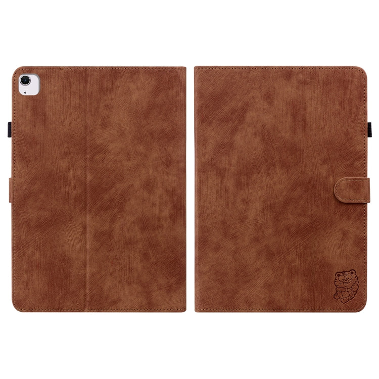 For iPad Air 11 2024 Embossed Tiger Pattern Leather Tablet Case(Brown) - iPad Air 11 2024 Cases by buy2fix | Online Shopping UK | buy2fix