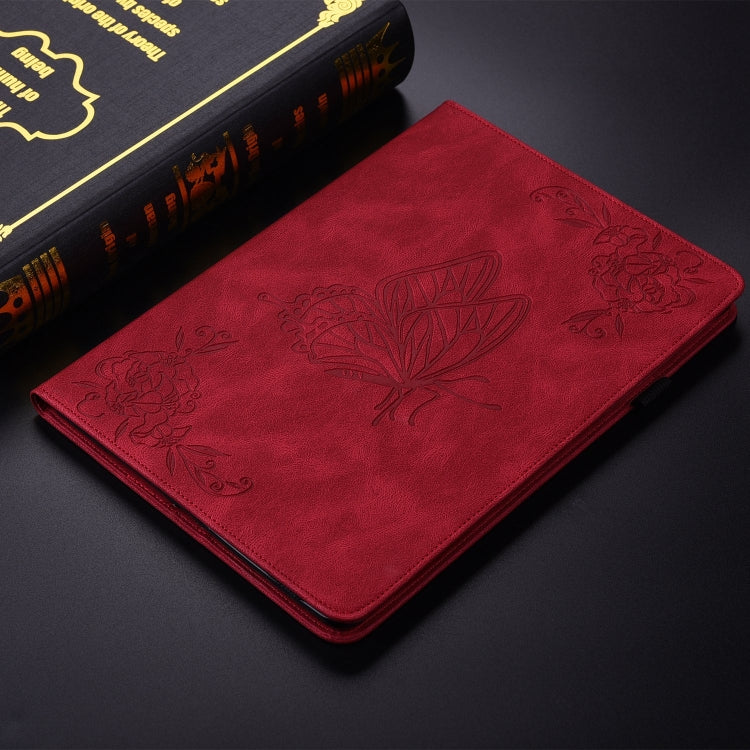 For iPad Air 11 2024 Butterfly Flower Embossed Leather Tablet Case(Red) - iPad Air 11 2024 Cases by buy2fix | Online Shopping UK | buy2fix