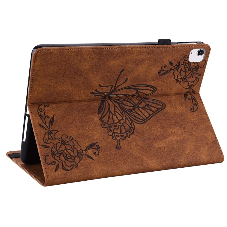 For iPad Air 11 2024 Butterfly Flower Embossed Leather Tablet Case(Brown) - iPad Air 11 2024 Cases by buy2fix | Online Shopping UK | buy2fix