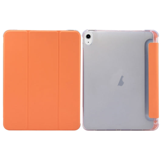 For iPad Air 11 2024 3-folding Electric Pressed Skin Texture Leather Tablet Case(Orange) - iPad Air 11 2024 Cases by buy2fix | Online Shopping UK | buy2fix