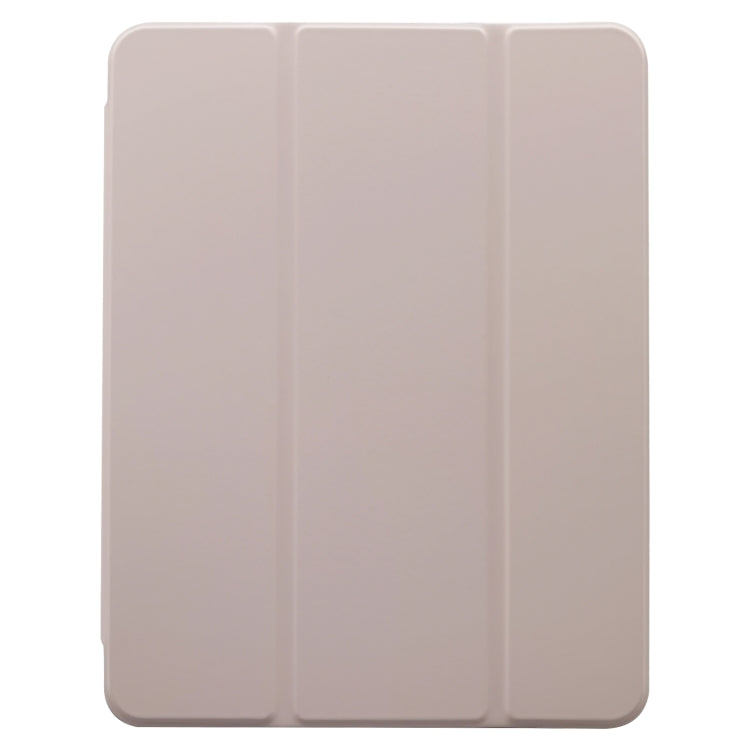 For iPad Pro 11 2024 3-folding Electric Pressed Skin Texture Leather Tablet Case(Light Pink) - iPad Pro 11 2024 Cases by buy2fix | Online Shopping UK | buy2fix