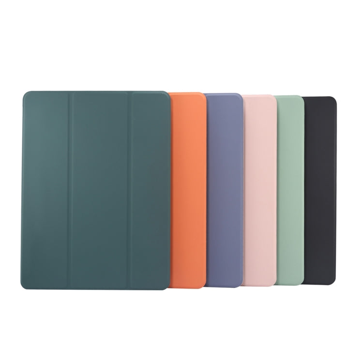 For iPad Pro 11 2024 3-folding Electric Pressed Skin Texture Leather Tablet Case(Deep Green) - iPad Pro 11 2024 Cases by buy2fix | Online Shopping UK | buy2fix