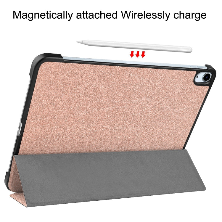 For iPad Air 11 2024 Custer Pure Color 3-Fold Holder Smart Leather Tablet Case(Rose Gold) - iPad Air 11 2024 Cases by buy2fix | Online Shopping UK | buy2fix