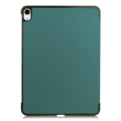 For iPad Air 11 2024 Custer Pure Color 3-Fold Holder Smart Leather Tablet Case(Dark Green) - iPad Air 11 2024 Cases by buy2fix | Online Shopping UK | buy2fix