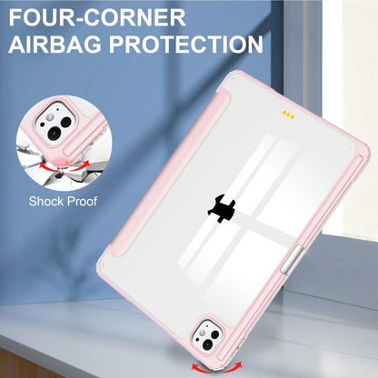 For iPad Pro 13 2024 Pure Color 3-fold Clear TPU Smart Leather Tablet Case(Pink) - iPad Pro 13 2024 Cases by buy2fix | Online Shopping UK | buy2fix