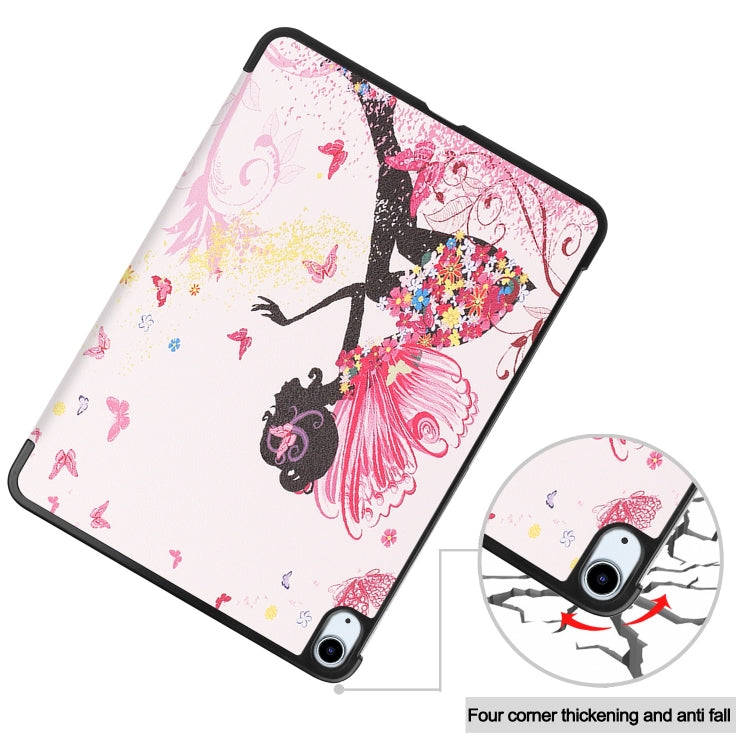 For iPad Air 11 2024 Custer Painted 3-Fold Holder Smart Leather Tablet Case(Elf Girl) - iPad Air 11 2024 Cases by buy2fix | Online Shopping UK | buy2fix