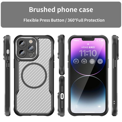 For iPhone 15 Pro Max Carbon Fiber Texture MagSafe Translucent Phone Case(Black) - iPhone 15 Pro Max Cases by buy2fix | Online Shopping UK | buy2fix