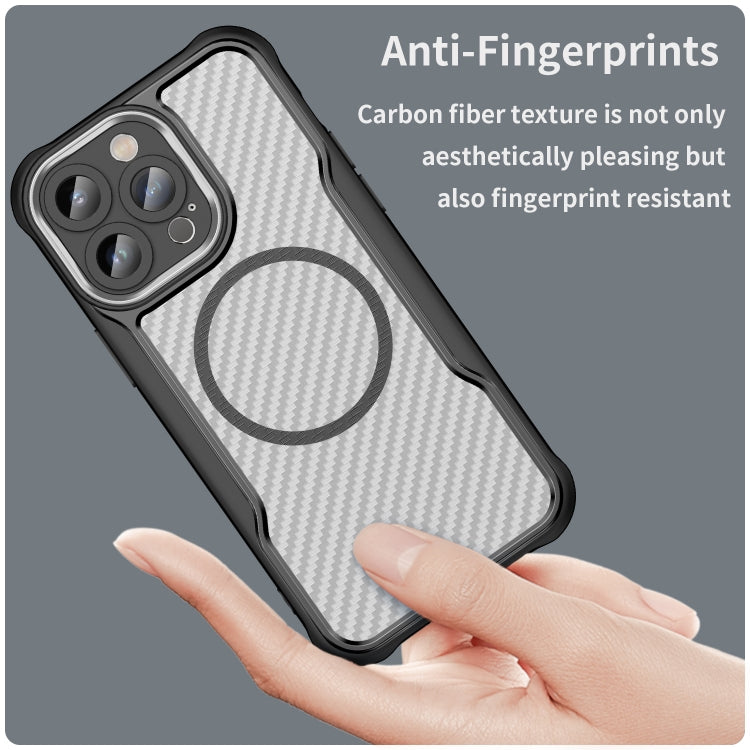 For iPhone 15 Pro Max Carbon Fiber Texture MagSafe Translucent Phone Case(Black) - iPhone 15 Pro Max Cases by buy2fix | Online Shopping UK | buy2fix