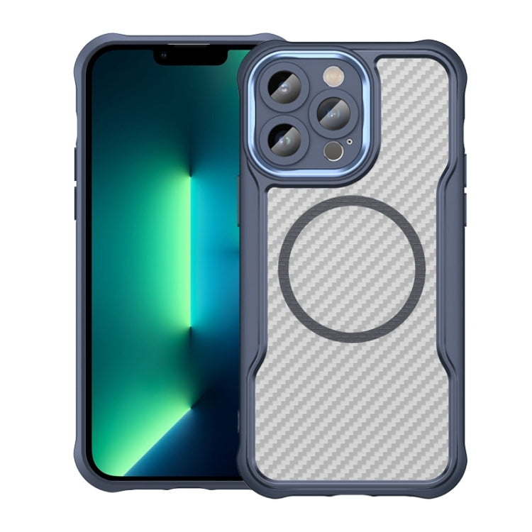 For iPhone 13 Pro Max Carbon Fiber Texture MagSafe Translucent Phone Case(Blue) - iPhone 13 Pro Max Cases by buy2fix | Online Shopping UK | buy2fix