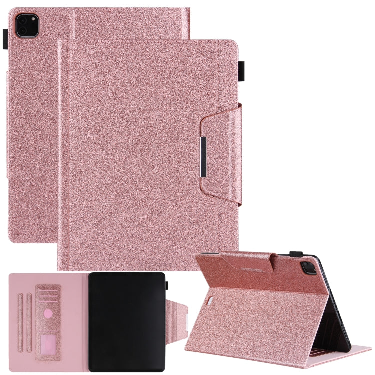 For iPad Pro 11 2024 Glitter Metal Buckle Leather Smart Tablet Case(Rose Gold) - iPad Pro 11 2024 Cases by buy2fix | Online Shopping UK | buy2fix