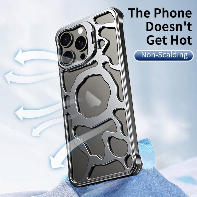 For iPhone 16 Pro Auspicious Cloud Series MagSafe Metal Phone Case with Bracket(Silver) - iPhone 16 Pro Cases by buy2fix | Online Shopping UK | buy2fix