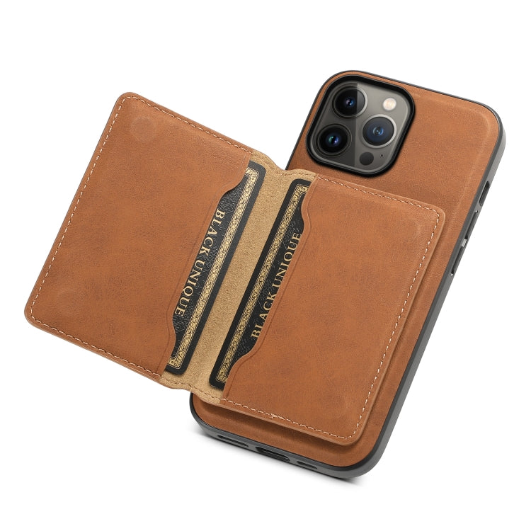 For iPhone 13 Pro Max Denior D13 Retro Texture Leather MagSafe Card Bag Phone Case(Brown) - iPhone 13 Pro Max Cases by Denior | Online Shopping UK | buy2fix