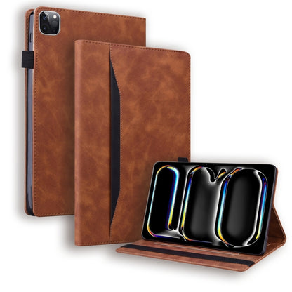 For iPad Pro 13 2024 Splicing Shockproof Leather Tablet Case(Brown) - iPad Pro 13 2024 Cases by buy2fix | Online Shopping UK | buy2fix