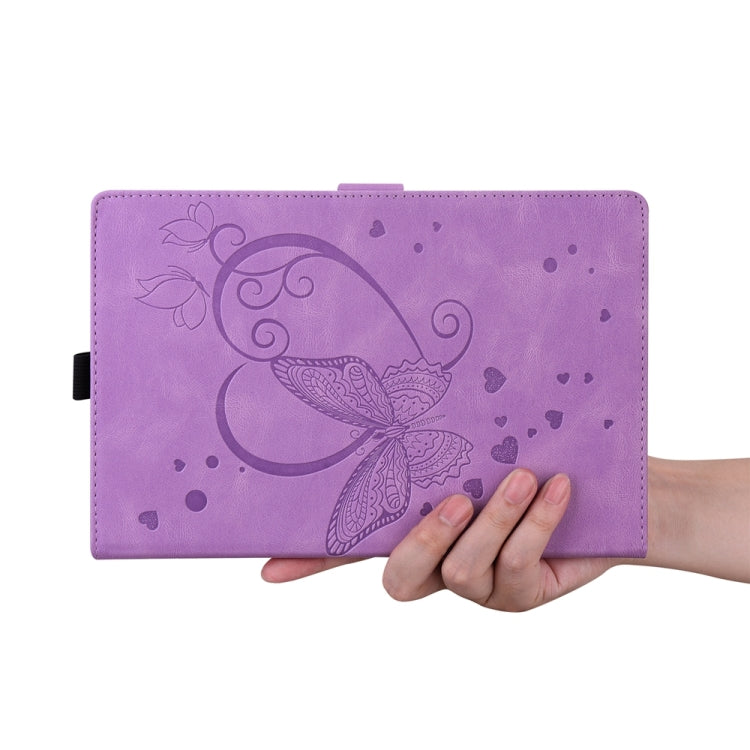 For iPad Pro 13 2024 Love Butterfly Embossed Leather Tablet Case(Purple) - iPad Pro 13 2024 Cases by buy2fix | Online Shopping UK | buy2fix