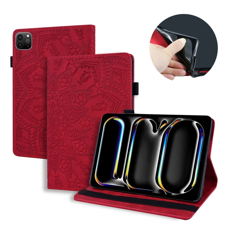 For iPad Pro 11 2024 Calf Texture Embossed Leather Tablet Case(Red) - iPad Pro 11 2024 Cases by buy2fix | Online Shopping UK | buy2fix