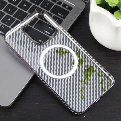 For iPhone 14 Plus 6D Plated Carbon Fiber Clear Magsafe PC Phone Case(Aurora Purple) - iPhone 14 Plus Cases by buy2fix | Online Shopping UK | buy2fix