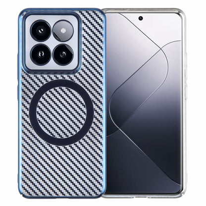 For Xiaomi 14 6D Plated Carbon Fiber Clear Magsafe PC Phone Case(Dream Blue) - 14 Cases by buy2fix | Online Shopping UK | buy2fix