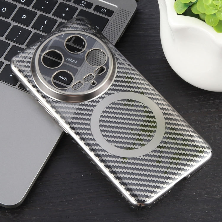 For Xiaomi 14 Ultra 6D Plated Carbon Fiber Clear Magsafe PC Phone Case(Titanium Grey) - 14 Ultra Cases by buy2fix | Online Shopping UK | buy2fix